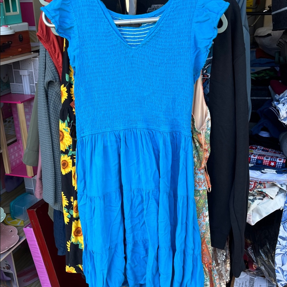 Vibrant Blue Casual Dress for Women